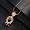 TEMU Hot Selling Fashion Versatile Crown Copper Set with Zircon, 26 English Letter Pendant Necklace, Unisex, Small Market