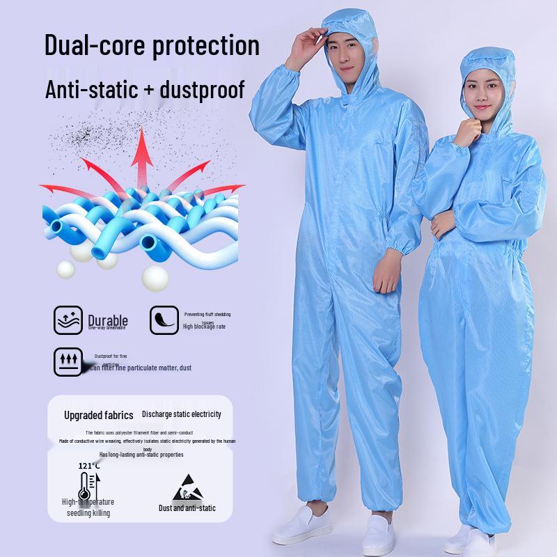 Hooded Dustproof Anti-Static Cleanroom Suit for Protective Workwear and Spray Painting
