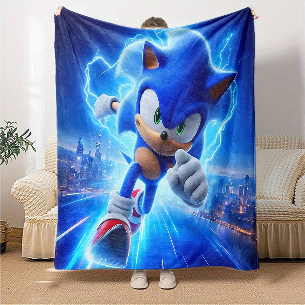 1 st Sonic The Hedgehog filt Lätt Flanellpläd för Soffa Säng Resa Camping Vardagsrum Kontor Soffa Stol