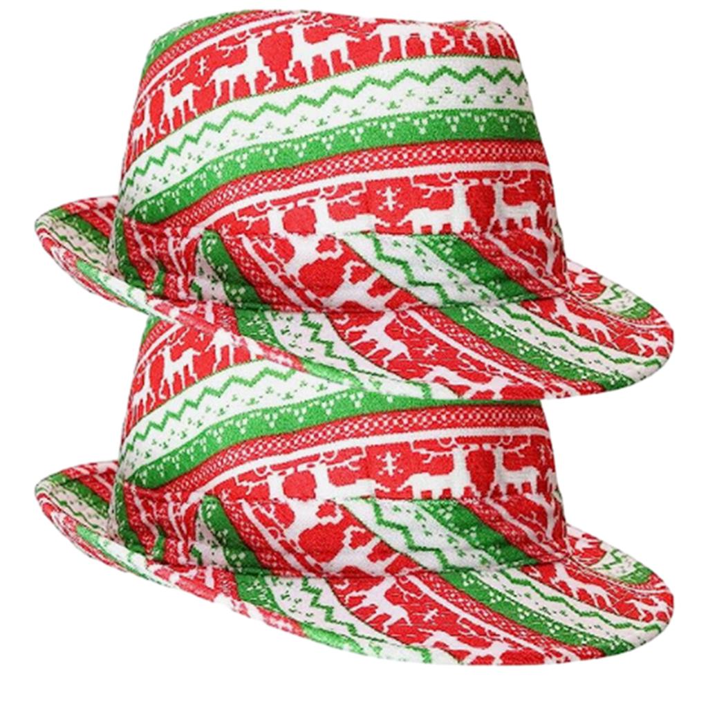 Unisex Fedora Hat Christmas Flat Top Hat Universal Size Holiday Cosplay Party Hat ConcertTour Dressing Novelty Costume