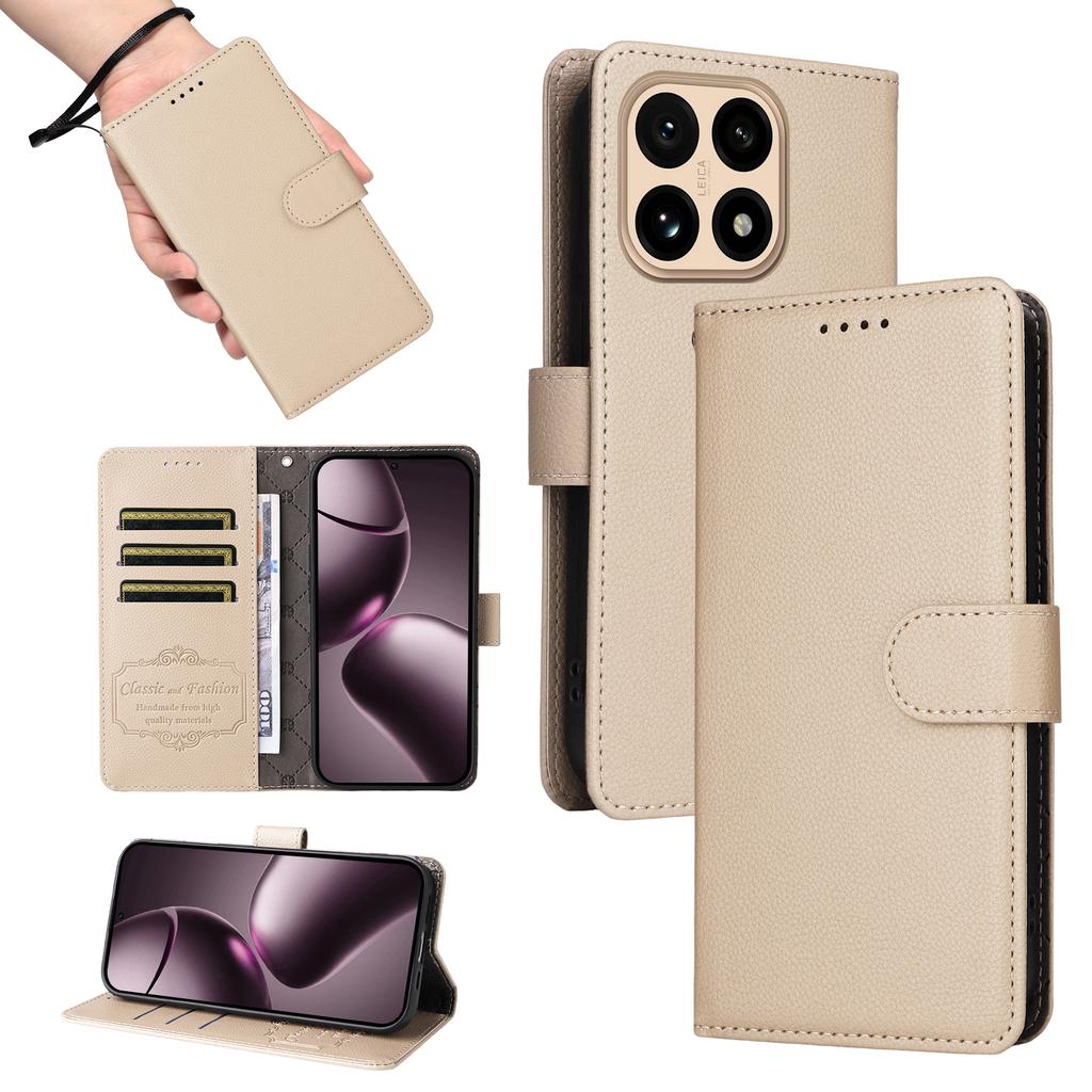 For Xiaomi 15T Case RFID Blocking 3 Card Slots PU Leather Phone Cover with Wrist Strap
