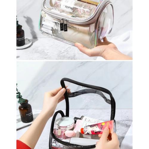 Transparent Travel Makeup Bag Design Large Capacity Cosmetic Organizer Toiletry Pouch for Women with Portable Skincare Storage