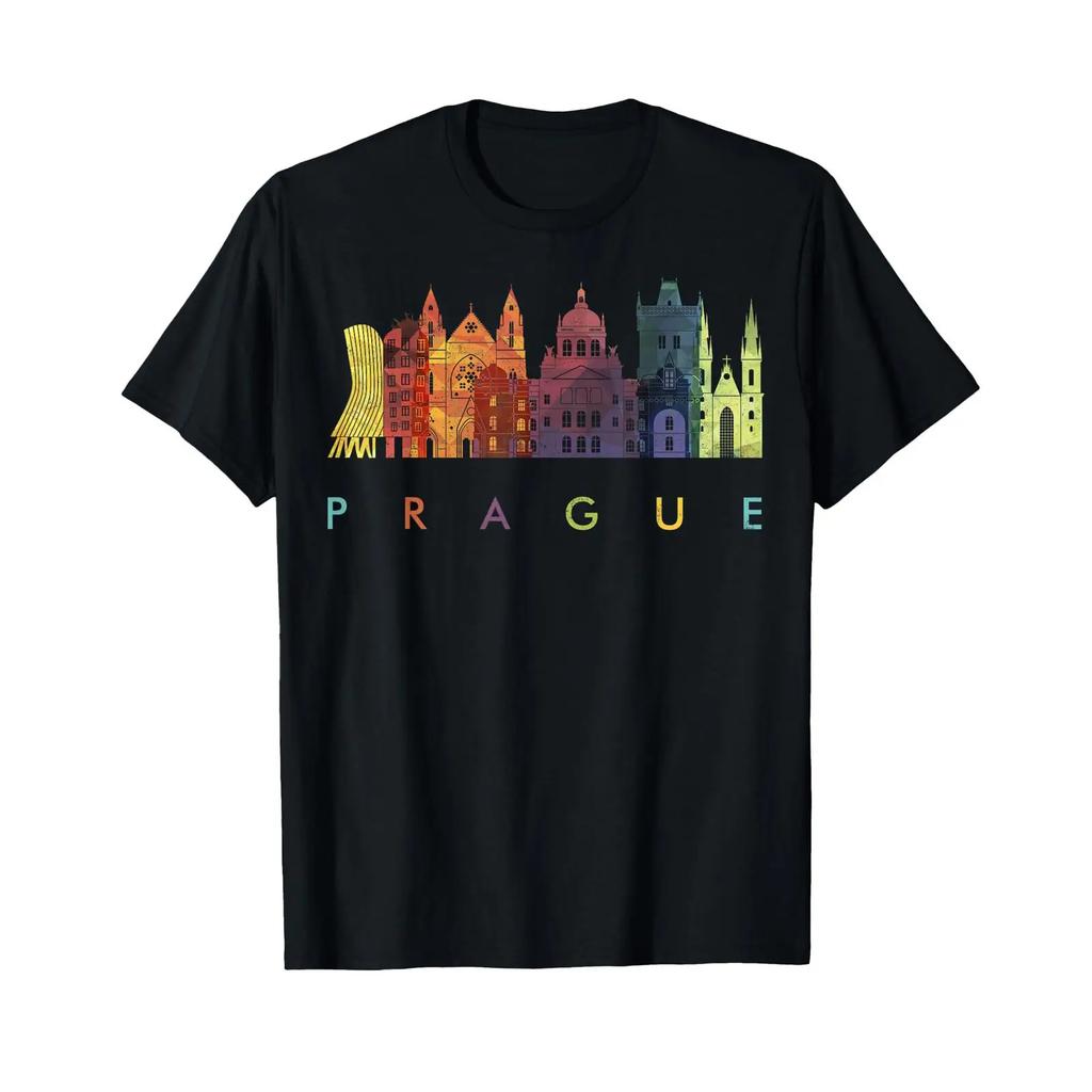 Travel Europe Czech Republic Prague Family Vacation Souvenir T Shirt Vintage Fashion Stretched Slightly Designer Clothes