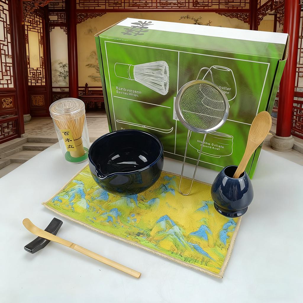 8PCS/Set Matcha Set, Including Bowl, Cloth, Spoon, Tea Whisk Stand, Strainer, Tea Whisk, Perfect Gift For Ceremony,