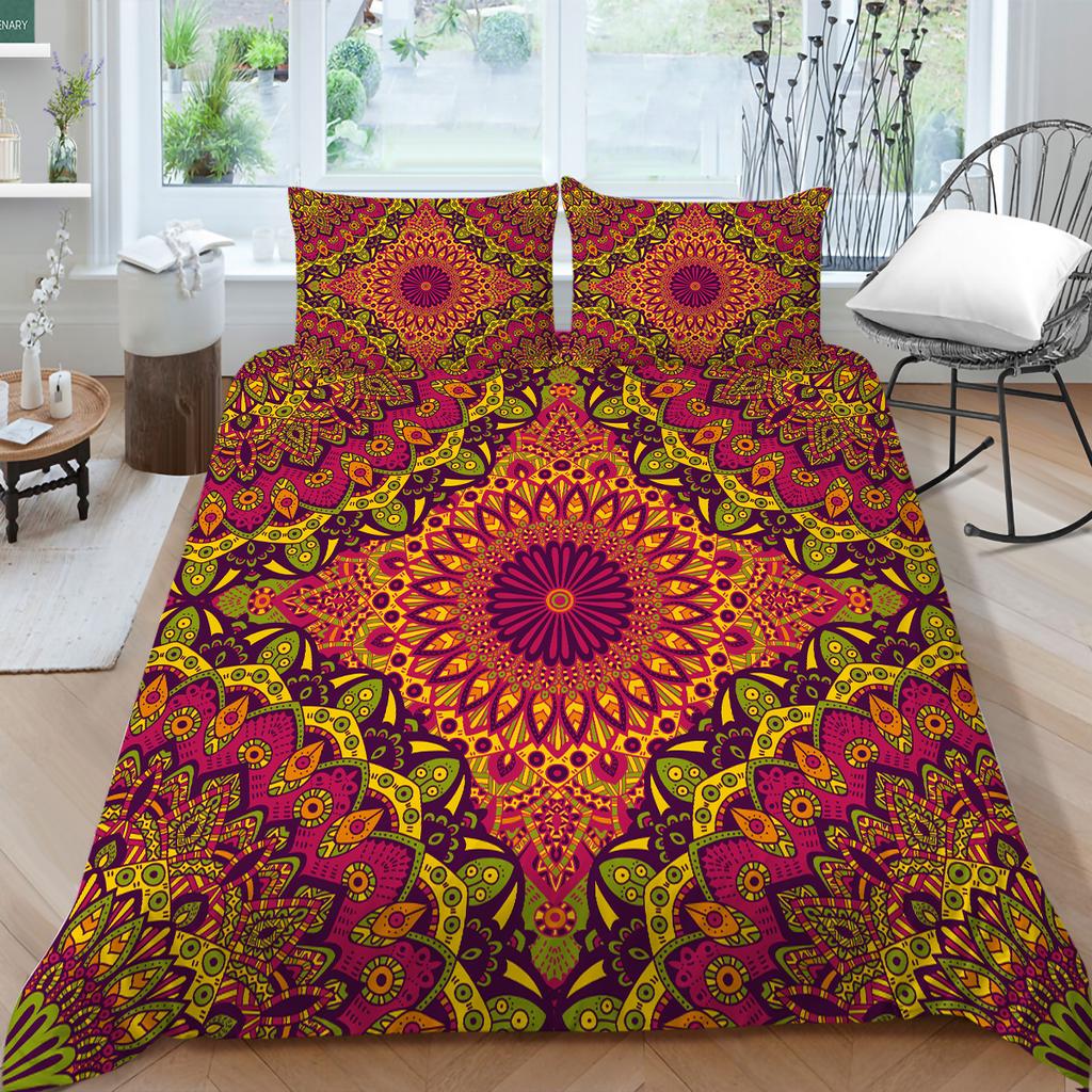 3D Bohemian Printed Bedding Single Double Bed Full Size Tropical Pattern Pillowcase and Quilt Cover Comfortable Home Decoration