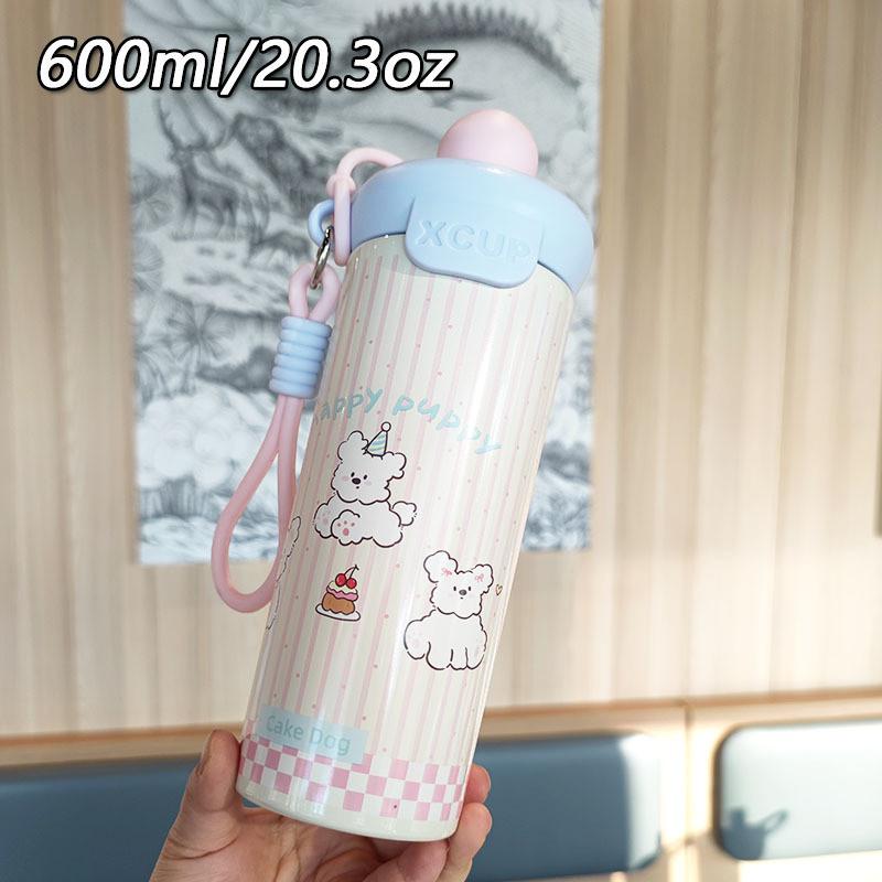Moderne minimalistische isolierte Edelstahl-Wasserflasche mit Strohhalm für Zuhause, Büro, Reisen