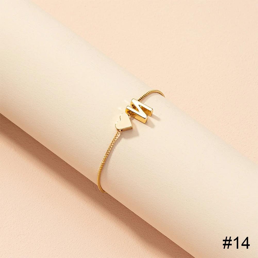 Simple Fashion Love Letter Bracelet Retro Adjustable Alloy Letter Bracelet Women Hand Jewelry Accessory
