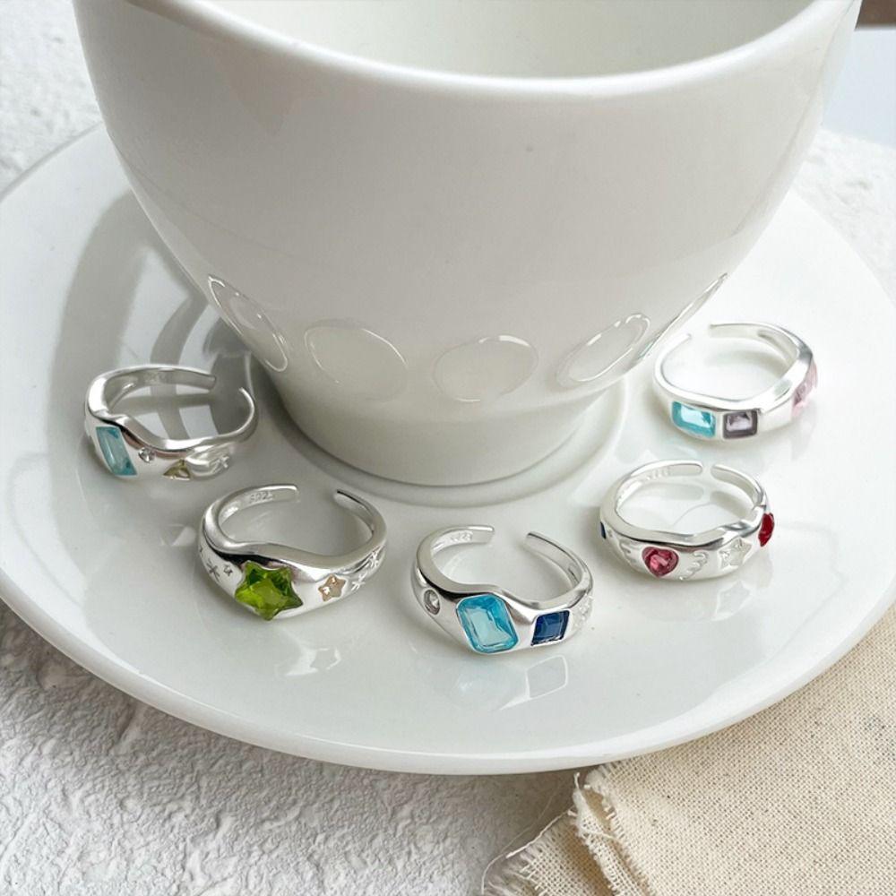Simple Design Zircon Ring Minimalist Handmade Gemstone Ring Opal Ring Party Jewelry