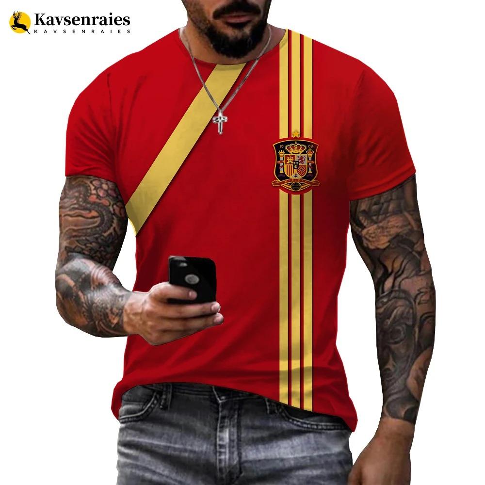 Summer Spain Flag 3D Printed T-shirt Men Harajuku Casual Oversized T Shirt Unisex Hip Hop Streetwear Cool Tops España