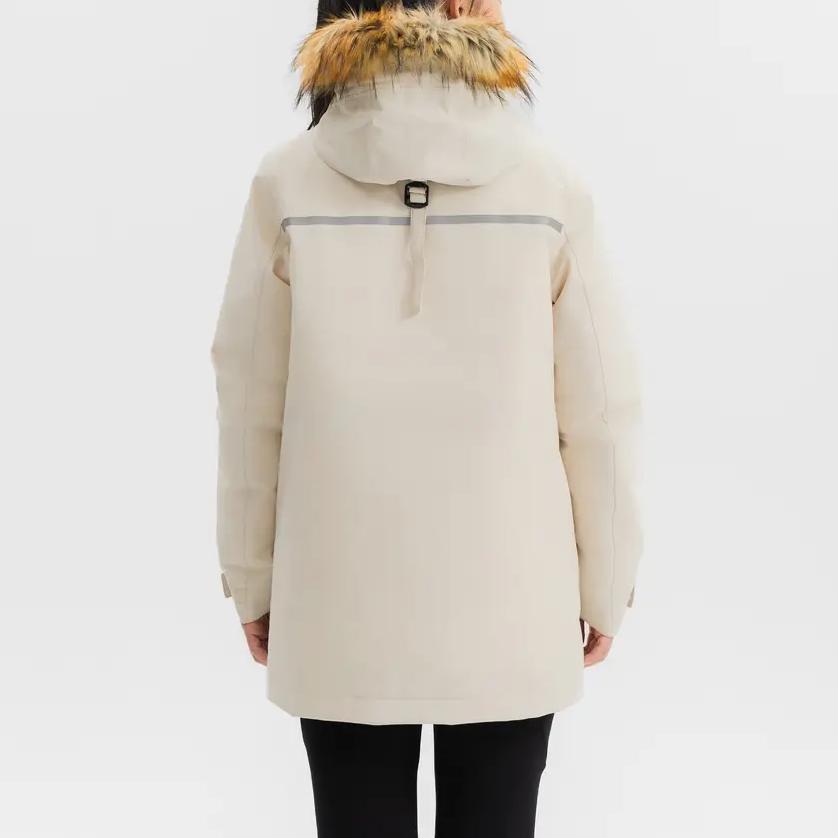 DECATHLON SH900 QUECHUA Minimalist Letter Warm Waterproof Hooded Down Jacket Women's Cream Beige