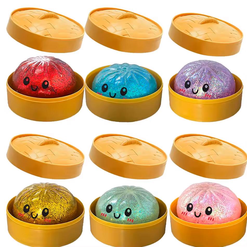 Barevné 6 stylů Třpytivé knedlíky Třpytivé knedlíky Mačkací hračky s krabičkou Knedlíky Senzorická mačkací hračka pro úlevu od stresu Hračky Dárky