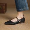 Fashion NEW Spring/Autumn Women Pumps Genuine Leather Shoes for Women Square Toe Low Heel Shoes Hollow-out Buckle Strap Mary Janes Shoes