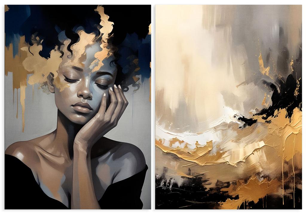 Set of Two Posters Gold Posters