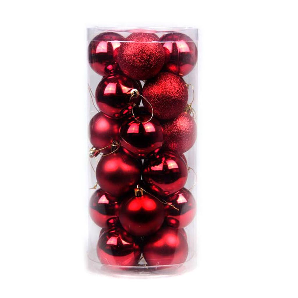 Decorative Christmas Tree Pendants 24pcs/box Glitter Powder Ball Pendant Ornament Christmas Baubles Balls Ornaments Gift