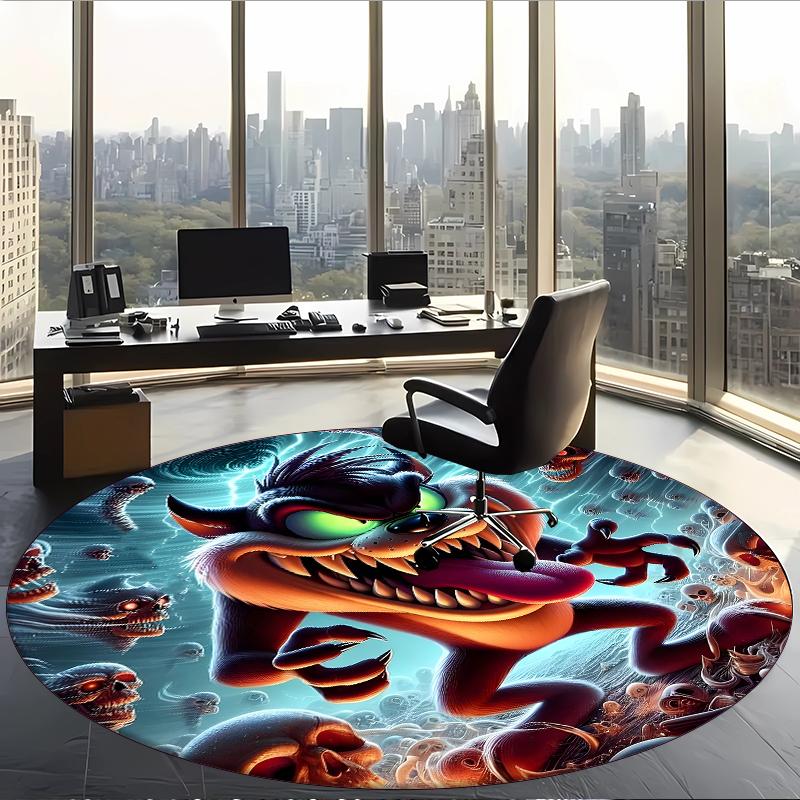 Taz (5) Round Office Rug Decorative Floor Rug for Office Bedroom Living Room and Home Space