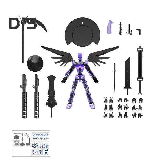 

Фигурка робота с аксессуарами, подвижные суставы, 3D-печатная модель робота, игрушка для снятия стресса, шарнирная фигурка-манекен, украшение для рабочего стола, орнамент фиолетовый