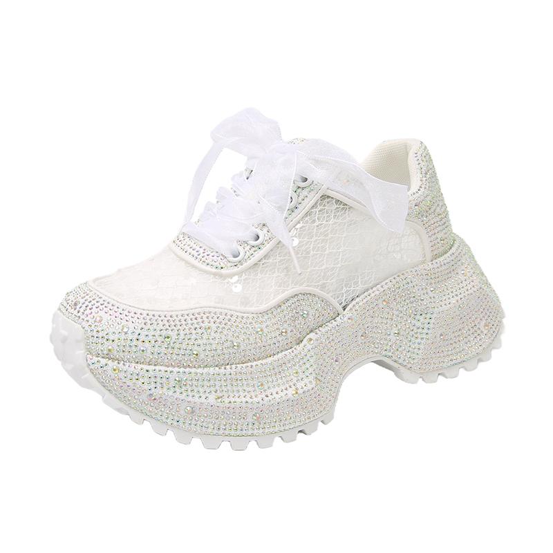 Fashion Women Shiny Rhinestones Shoes Summer Breathable Mesh Casual Sneakers Women Sport Shoes Platform Luxury Shoes zapatos mujer