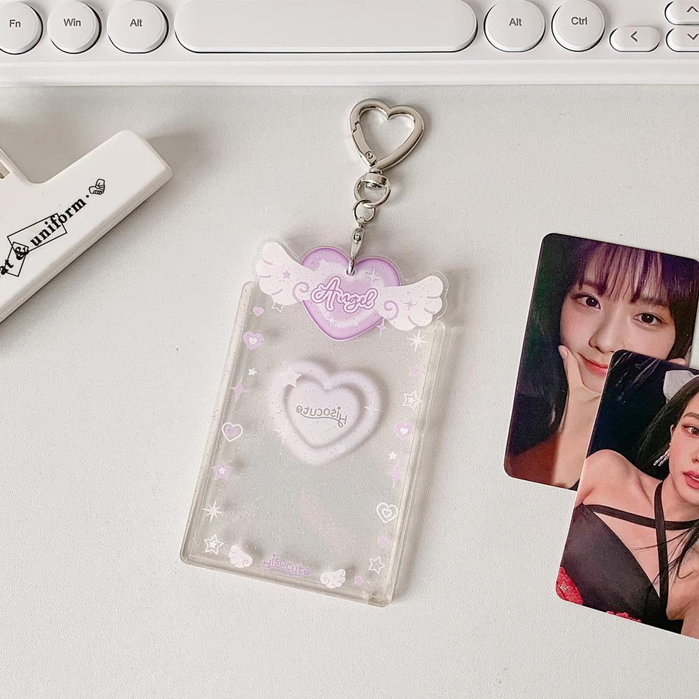 Love Heart Pendant Photo Photocard Frame Acrylic Card Cover Card Protective Case  Girls Gift