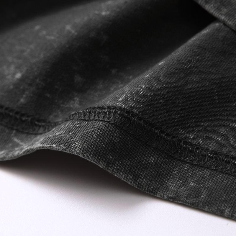 230G Heavyweight Vintage Distressed Loose Fit Plus Size Long Sleeve Cotton Crew Neck T-shirt