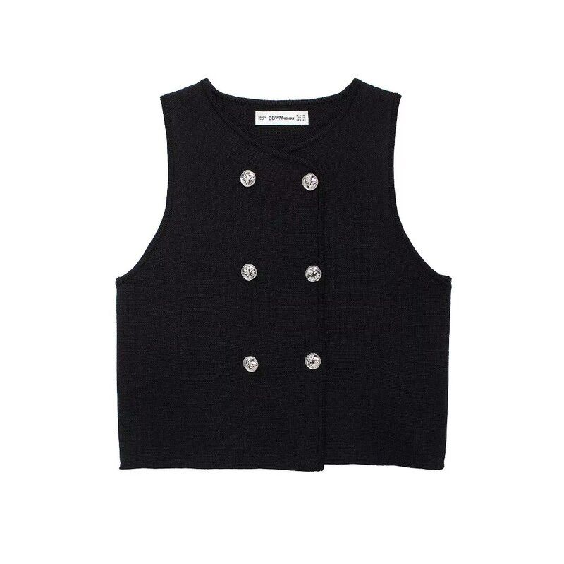 Fashion Style 2024 Autumn New Women's Clothing Easiest for Match Pink Plain Weaving Knitting Sleeveless Shorts Vest 5536113