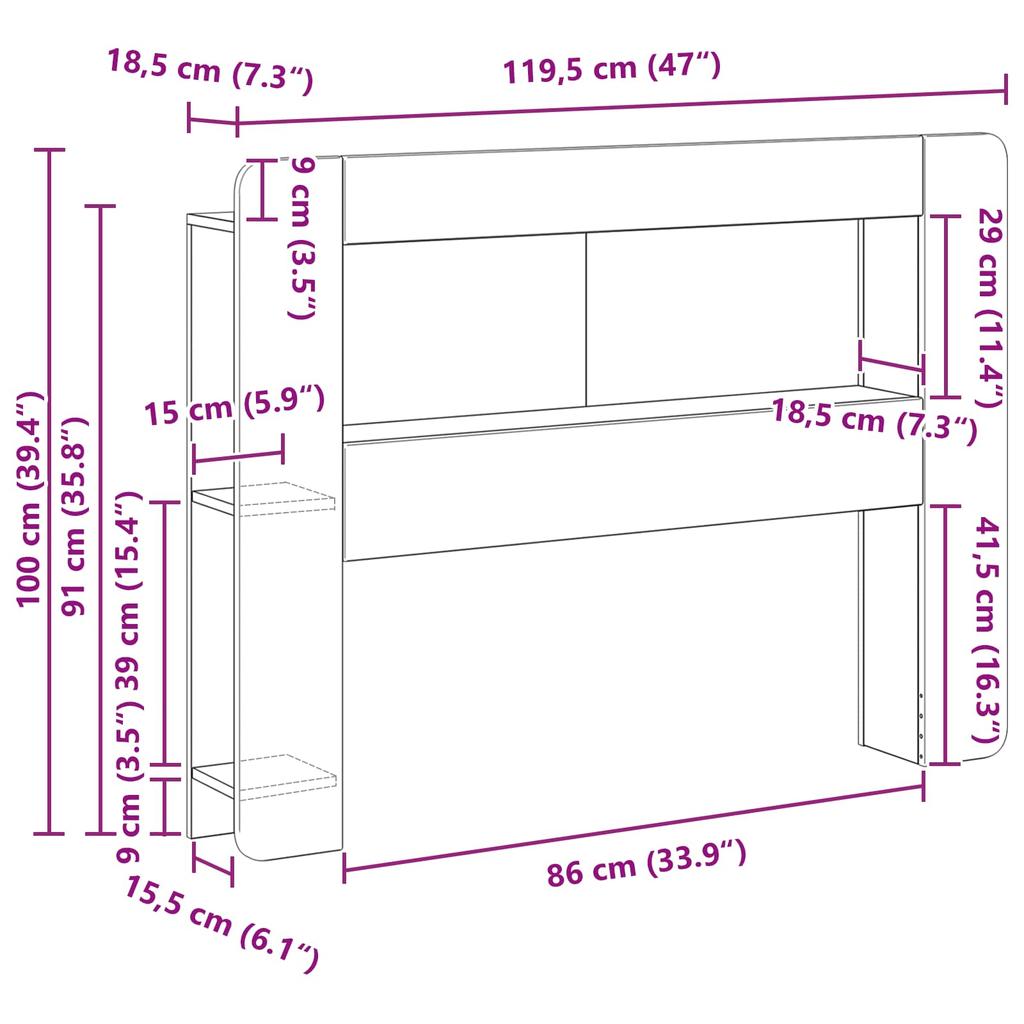 Headboard Cabinet with Storage High Gloss White Particleboard