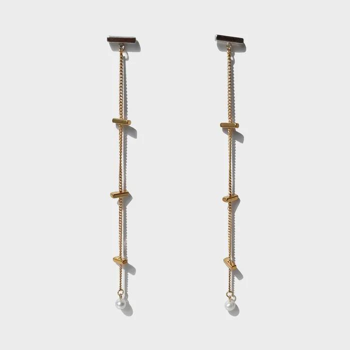 T long drop / Long chain pearl earrings