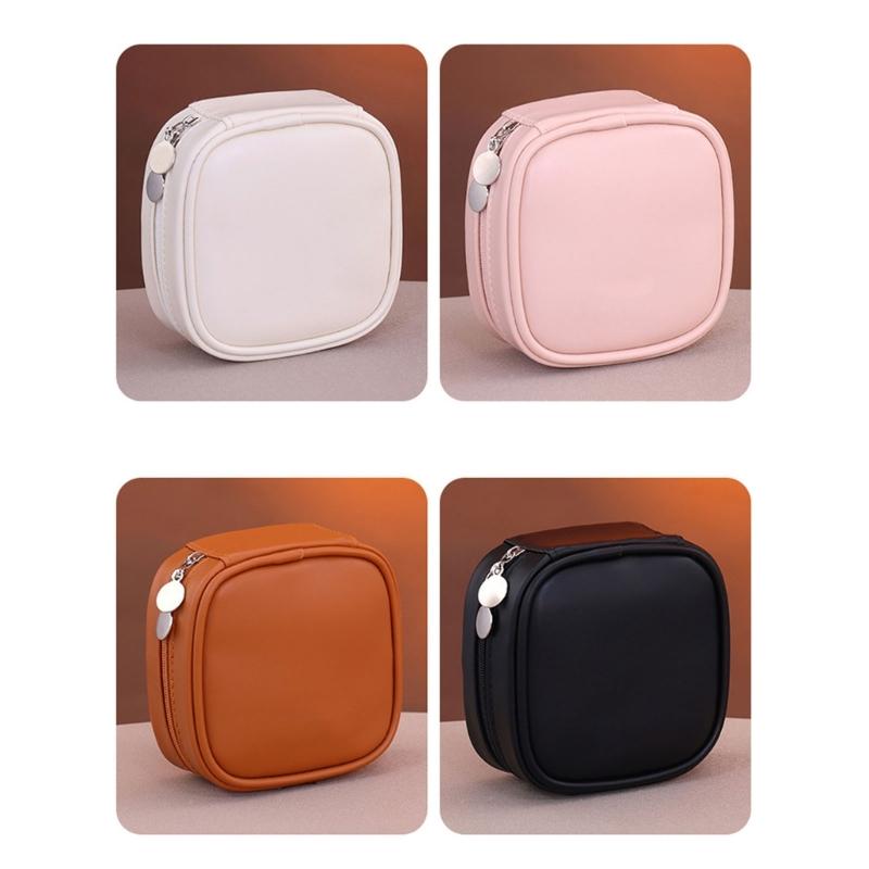 Leather Jewelry Storage Bag With Adjustable Drawstring Design Safely Holds Earrings Necklaces Rings Portable Organizers