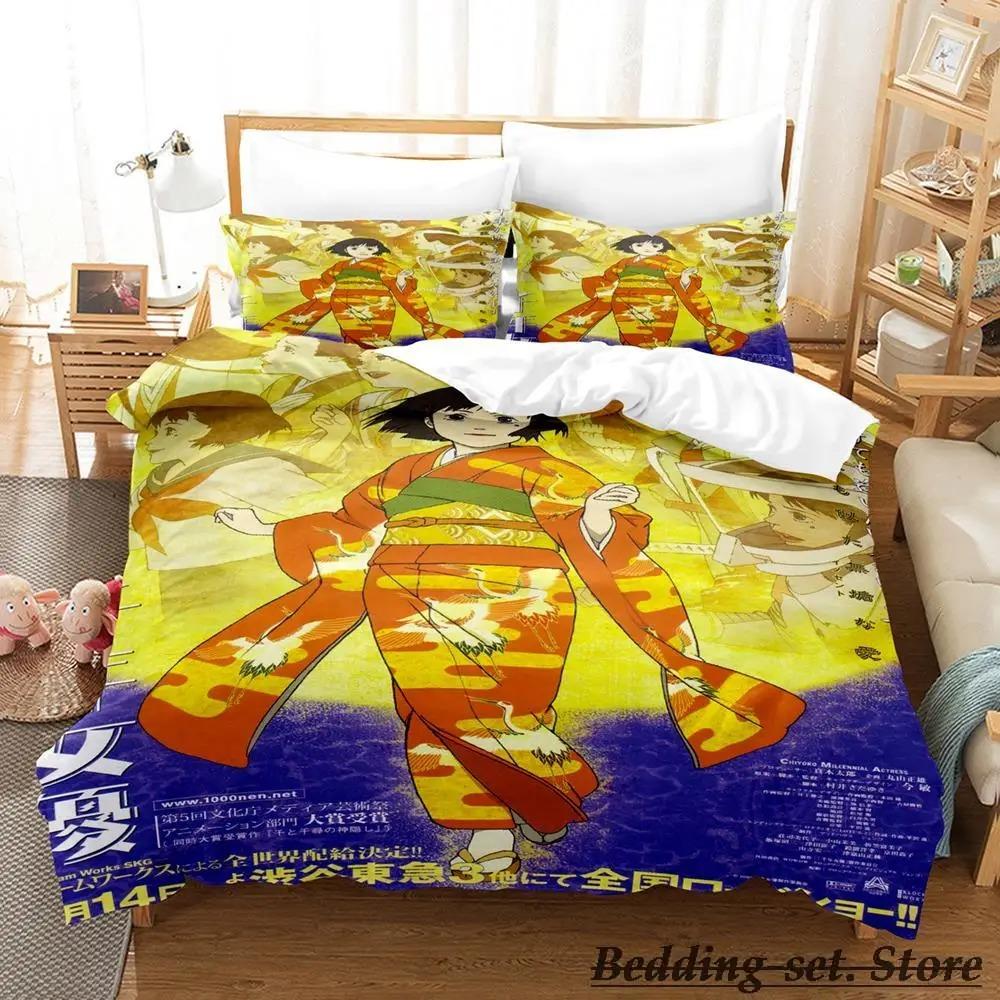 New konsatoshi Bedding Set Single Twin Full Queen King Size Bed Set Aldult Kid Bedroom Duvetcover Sets Anime Bed Kawaii