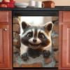 1Pcs Cute Raccoon  Magnetic Dishwasher Door Cover Sticker Door Panel Cover Fridge Appliance Magnet for Dishwasher Refrigerator Kitchen Decor