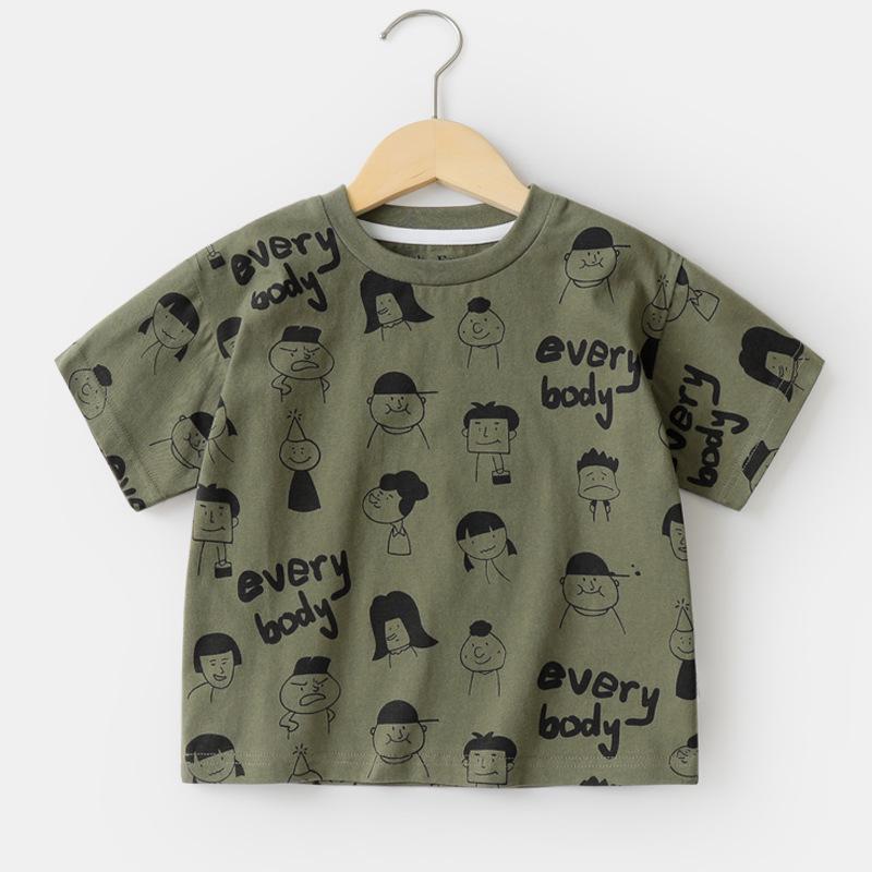 

Мальчиковая футболка с коротким рукавом из чистого хлопка - Повседневный летний стиль для малышей и детей (Возраст 1-3 года) 140 cm