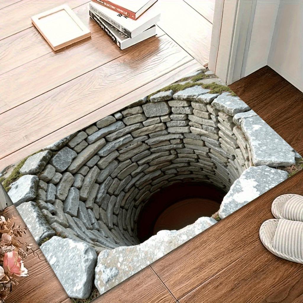 Endless Abyss 3D Printed Anti Slip Mat, Imitation Stone Texture, Lightweight and Foldable Indoor and Outdoor Bathroom, Kitchen, Living Room Floor Mat