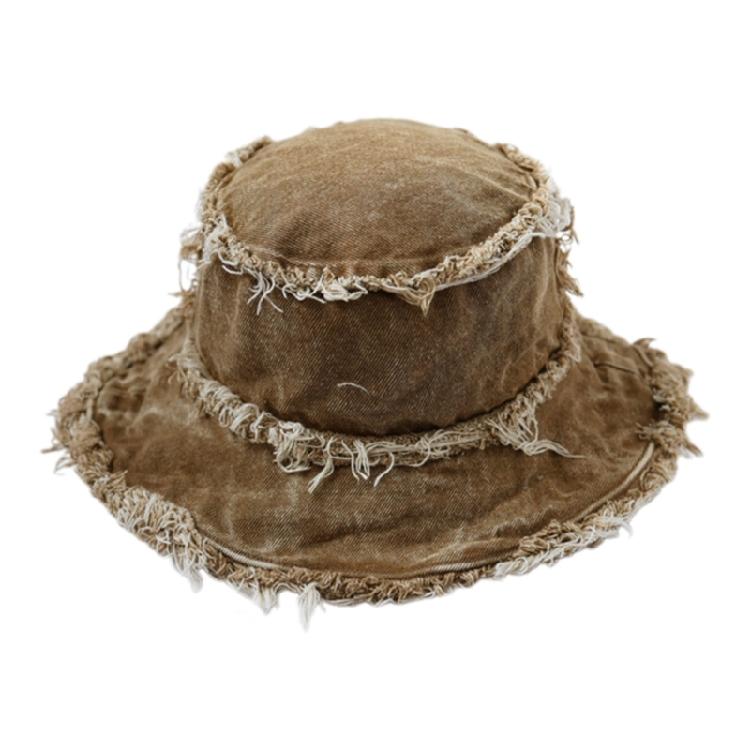 Adult Distressed Bucket Hat Foldable Frayed Edge Fisherman Hat Lightweight Hat