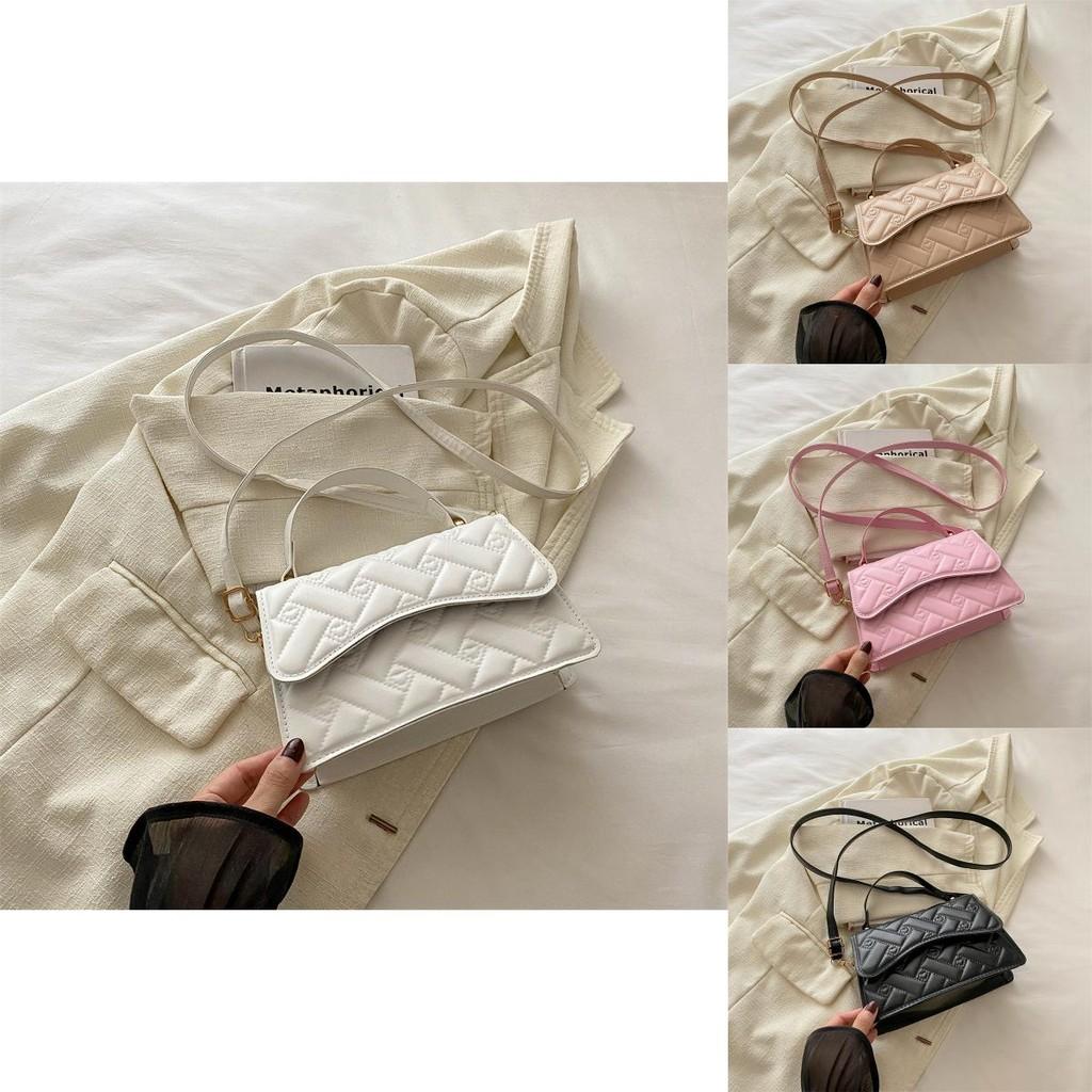 Fashionable Chic Small Square Bag Stylish Handbag Versatile Crossbody Bag In Black Khaki Pink And White