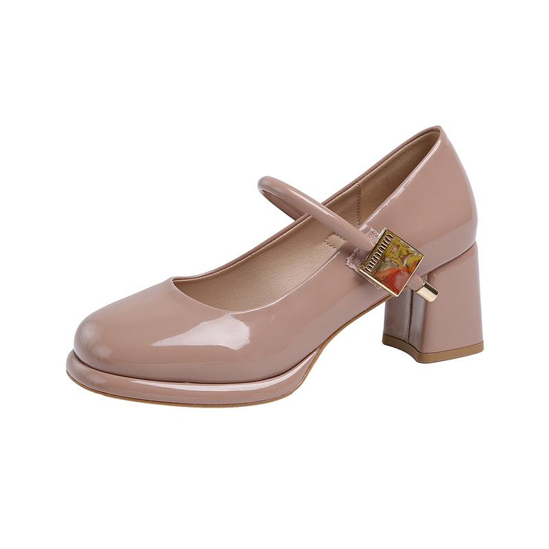 

Весна и осень 2025 Темперамент Туфли на высоком каблуке с юбками Нежные лакированные туфли-лодочки Удобные туфли с одним ремнем 40