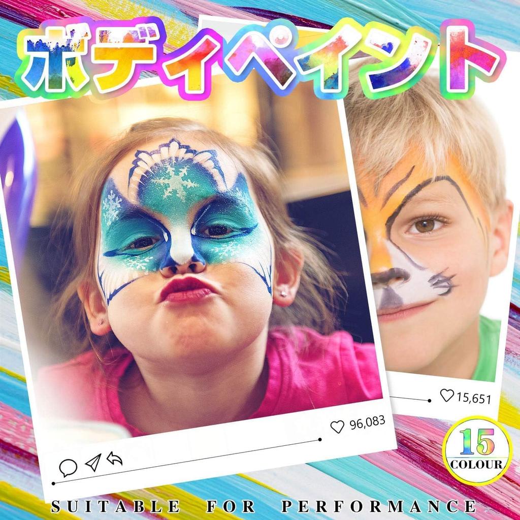 Mefeny Face Paint Set, 15 Colors, Halloween, Body Paint, White Paint, Maternity Paint, Face Paint, Safe, Non-Toxic, Easy To Wash, Quick-Drying,