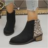 Bottes simples à talons épais pour femmes Hiver Nouveau Bout rond Daim Fermeture éclair latérale Semelle souple Antidérapant Résistant à l'usure Chaussures basses