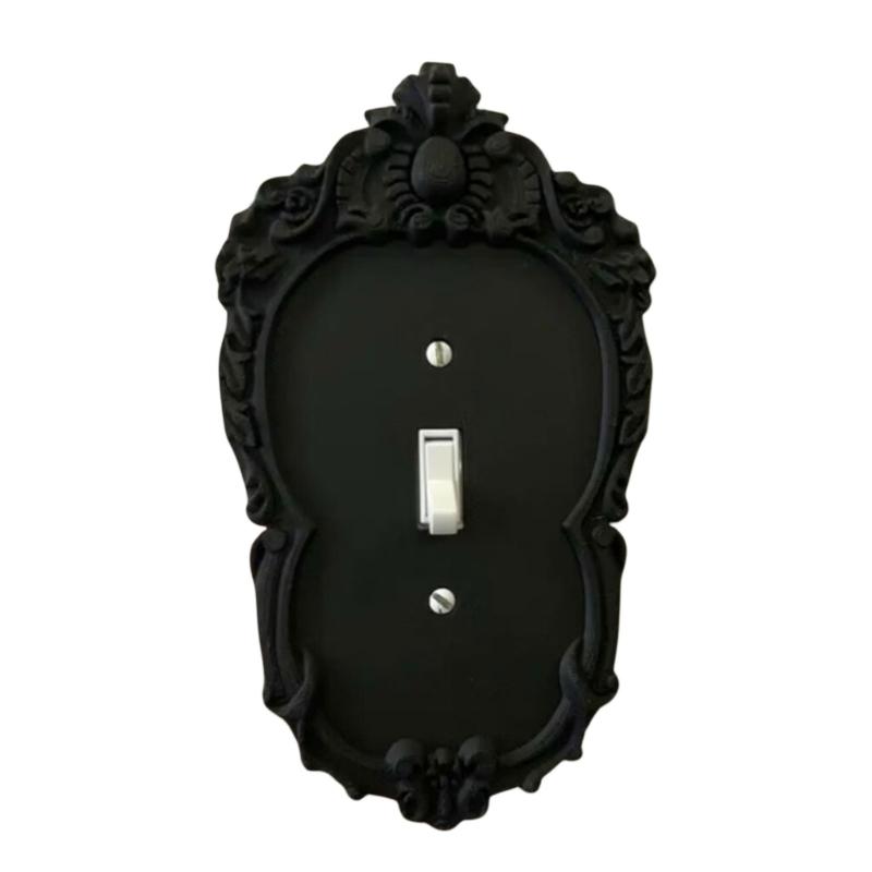 Gothic Style Wall Switches Plate Cover Elegant Decorative Plastic Panel Elegant Black Wall Panel Cover For Home Decoration