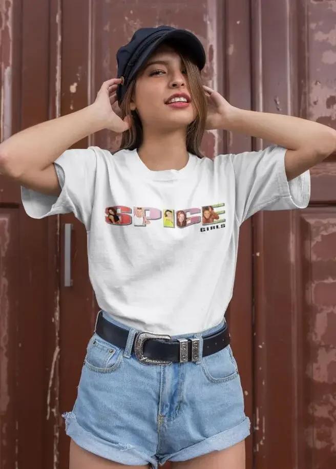 

Arrival Vintage Spice Girls T-Shirt 2025 Summer Female Tops Graphic Tour Concert Ladies Women Baggy Tee Shirt Plus Size Tees 3XL