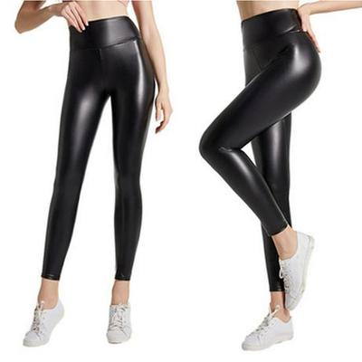 Leggings de Cuero PU de Cintura Alta - Otoño/Invierno, Ropa Exterior Elástica en Cuatro Direcciones