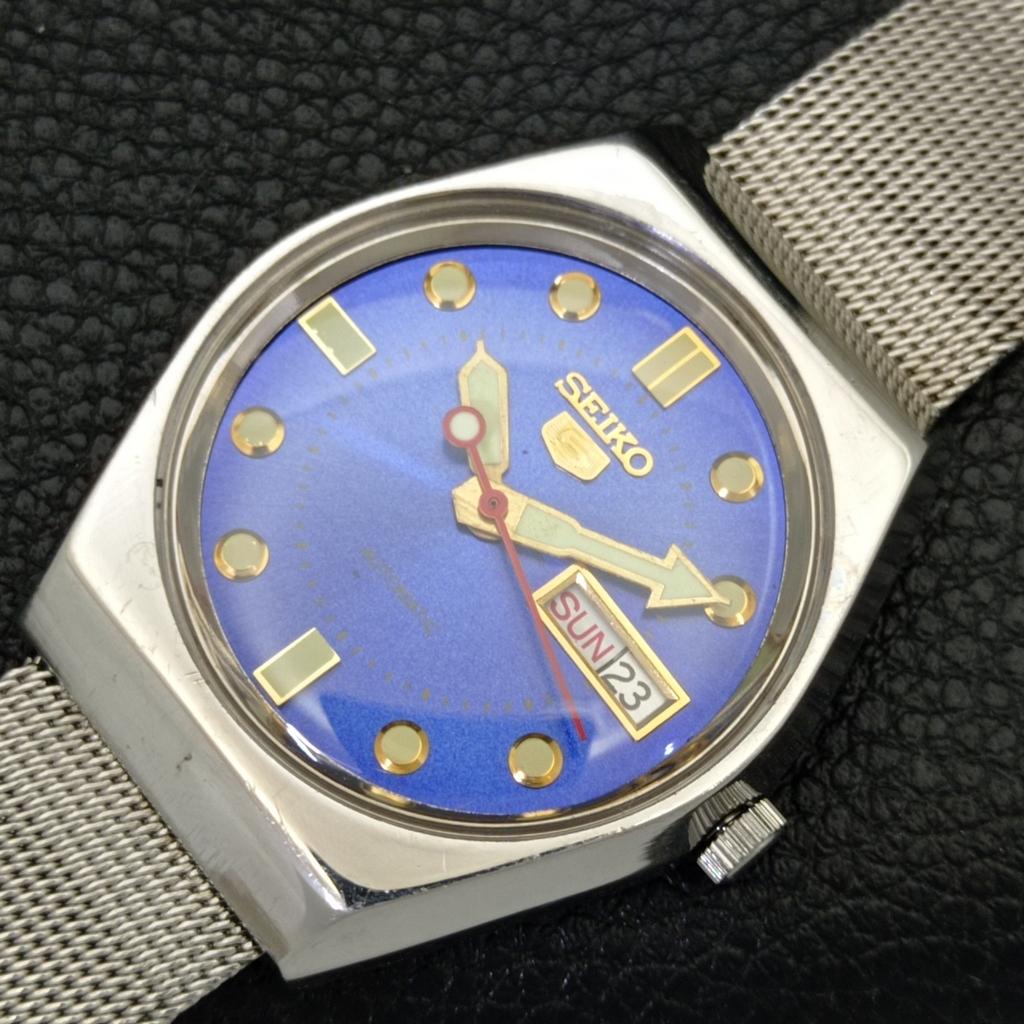 JAPAN VINTAGE SEIKO 5 AUTOMATIC MENS BLUE COLOR DIAL WATCH a701653-5 R206c-a701653