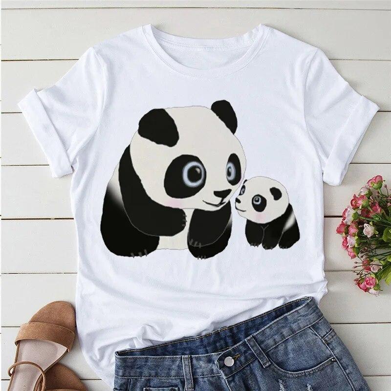 Summer Tshirts Cartoon T shirt women Kawaii Panda Yoga Print Cute Women tee-shirt Short Sleeve Tee Ladies Casual Tops T-shirt