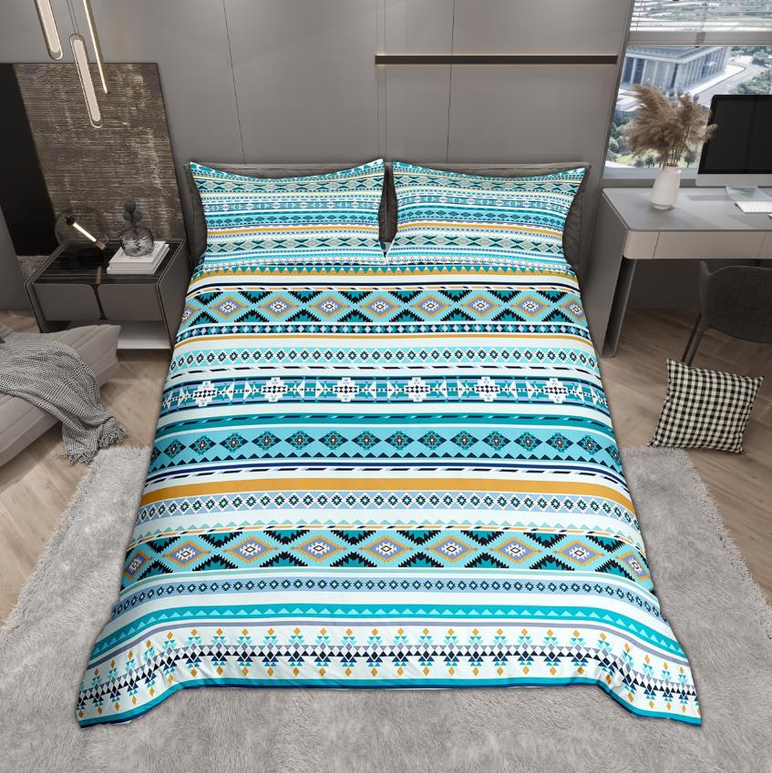 Homewish Vintage Aztec Bettwäsche-Set 2-teilig/3-teilig Bohemian Geometrie Bettwäsche Südwestliches Stammesmuster Bettbezug-Set