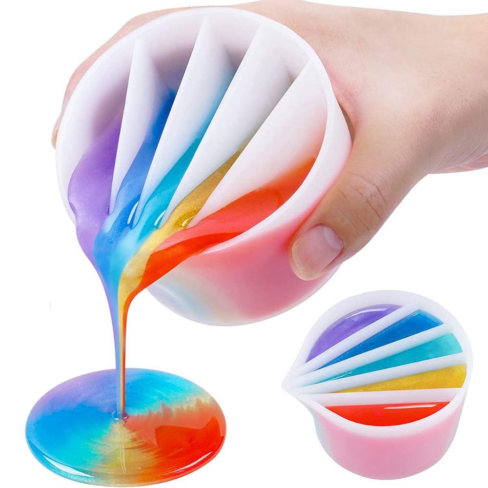 Mit Trennwänden Acrylharz Silikon Paint Pouring Becher geteilte Becher Fluid Pour Zubehör Tonwerkzeuge