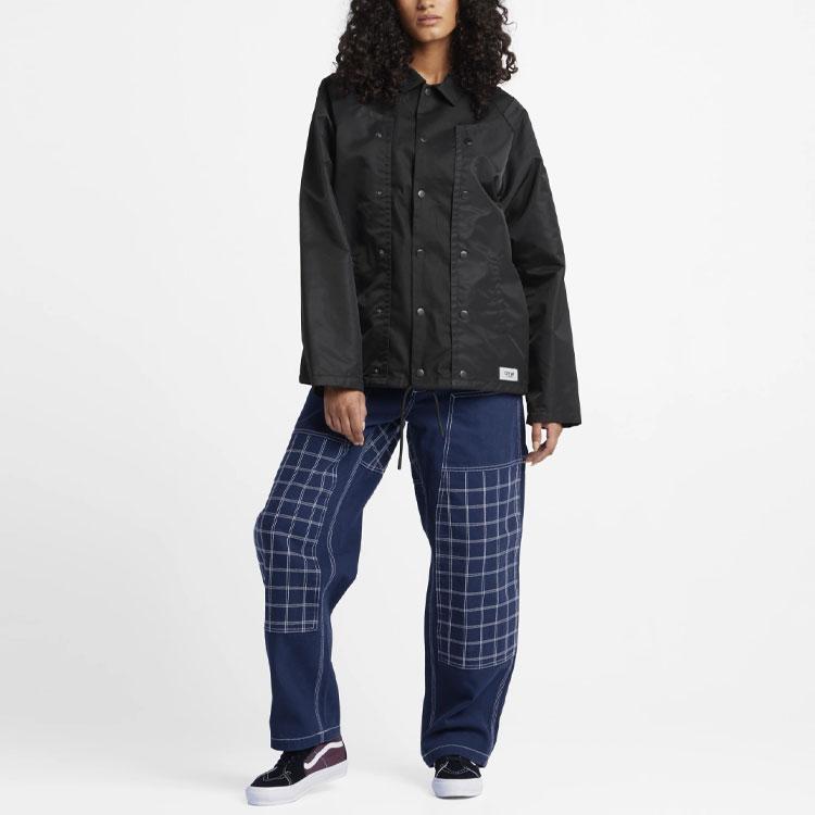 Vans OTW SS24 Solid Color Polo Hem Drawstring Long Sleeve Jacket Unisex Jacket Black VN000GBXBLK