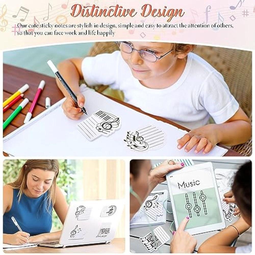 10Pcs/Set Smooth Writing Music Note Sticky Notes Various Music Shapes Writing Memo Pad  Notebooks
