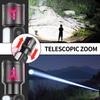 Rechargeable Flashlight with COB Side Light Telescopic Zoom Super Bright USB Battery Indicator for Camping Emergency Lighting