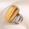 MamacitaSlay 316L Stainless Steel Two Tone Asymmetrical Open Ring Party Waterproof Jewelry Women's Creative Ring 2025 Trend Gift