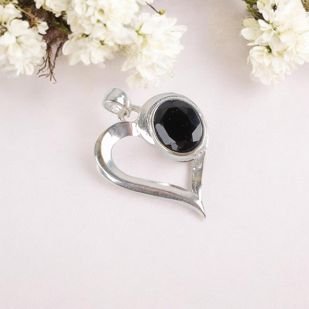 Black Onyx Gemstone 925 Sterling Silver Jewelry Fashionable Pendant For Women's CP-5-15