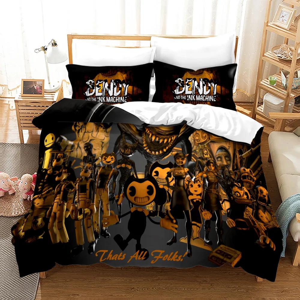 3D-gedrucktes Bendy N Ink Machine Bettwäscheset Kissenbezug Bettdeckenbezug Doppel Twin Full Queen King Erwachsene Kinder Bettwäsche Steppdeckenbezug