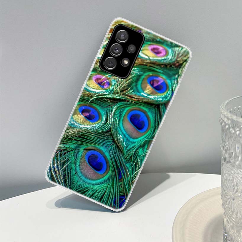 Bird Peacock Feather Phone Case For Samsung Galaxy A13 A14 A15 A16 A17 A53 A54 A55 A56 A57 A33 A34 A35 A36 A37 A23 A24 A25 A26 G